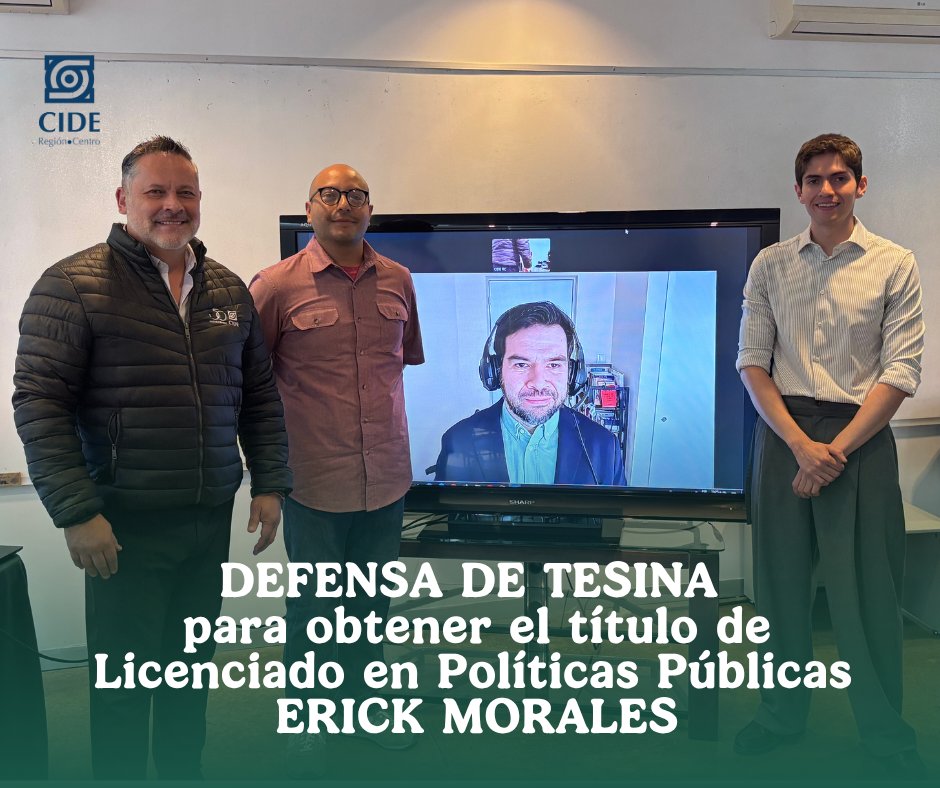 CIDE_RC's tweet image. 🎓 El pasado martes 18 de noviembre Erick Morales, alumno de la Licenciatura en Políticas Públicas (LPP), presentó con éxito la defensa de su tesina en su examen final de titulación. ¡Enhorabuena por este gran logro académico! 👏 Y mucho éxito en lo que continúa 😃