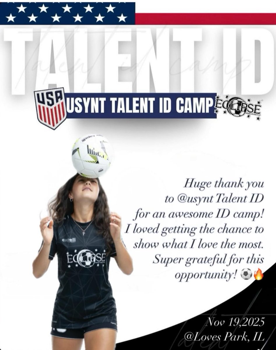 ArianaGlavatsky's tweet image. Huge thank you to @usynt Talent ID for an awesome camp! Grateful for the chance to do what I love most. ⚽🔥
#USTalentID #SoccerLife #NextLevel #PlayerPathway #Grateful #ChasingDreams @talentid @usynt @usysodp @eclipseselectsc @eclipse2010ecnl