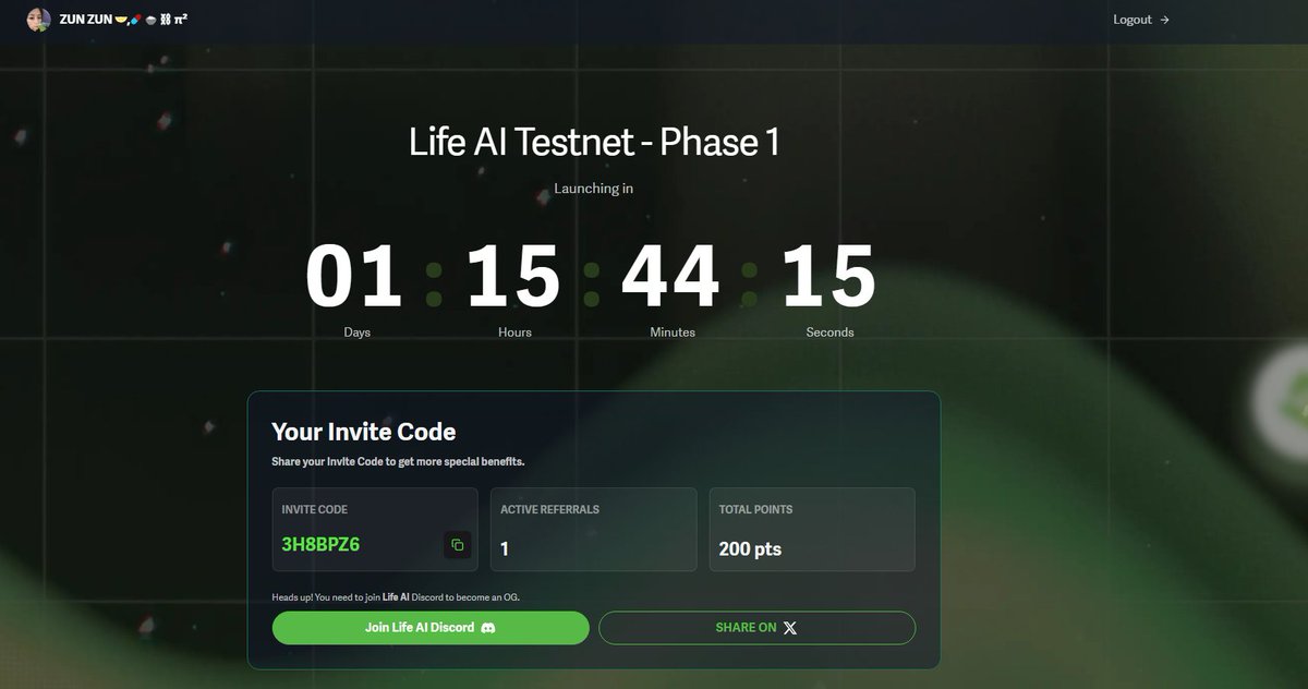 zunzuncrypto's tweet image. Tesnet @LifeNetwork_AI is coming soon
Don&apos;t miss it!!!
Platinum access granted! at @LifeNetwork_AI 💫
Exclusive perks unlocked. Limited availability!
Claim: testnet.lifeai.io/og-code?code=3…
Code: 3H8BPZ6
#LifeAI #PlatinumAccess #Testnet