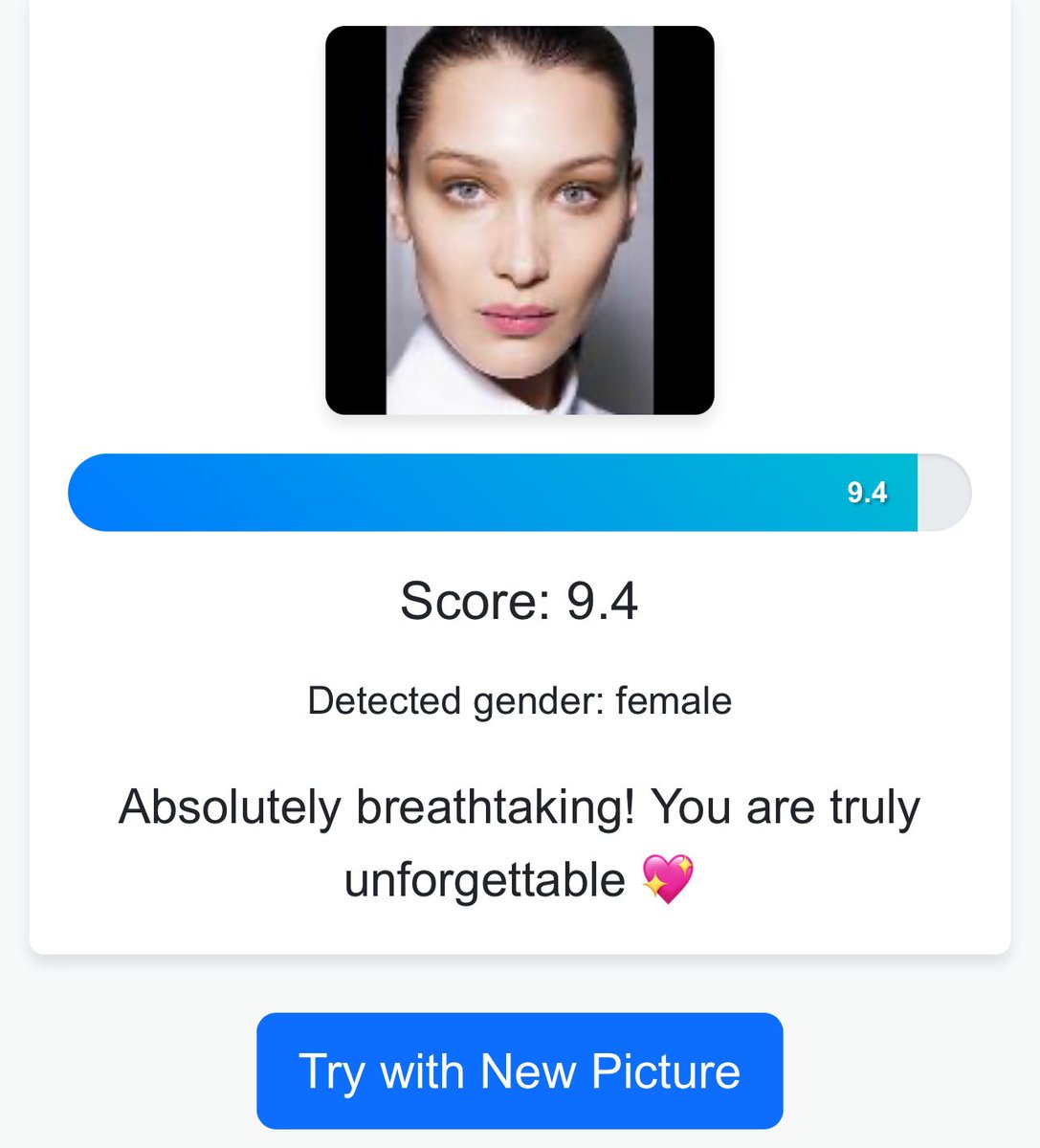 can u mog bella hadid 

attractivenesstest.com