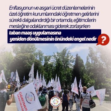 Özel sektörde çalışan öğretmenler ve onların sendikası mecliste bütçe görüşülürken haklarını istiyor. Taban maaş için, meslek itibarı için ve özlük hakları için büyüttükleri mücadeleyi destekliyoruz. 

 #MEBeBütçeTrilyonÖğretmeneAsgari