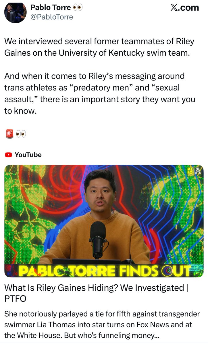 I’d love to join this conversation in the replies, but <a href="/PabloTorre/">Pablo Torre 👀</a> blocked me… 🙄 

Pablo avoids any legitimate conversation around the subject of men in women’s sports, simping for liberal talking heads like <a href="/katienolan/">Katie Nolan</a> &amp; athletes who protect men, at the expense of women like