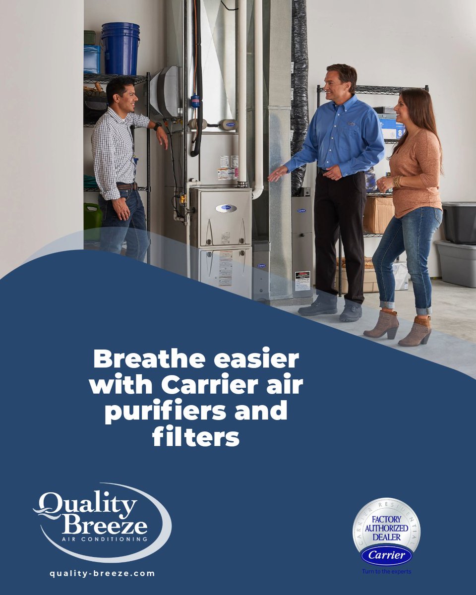 qualitybreeze's tweet photo. Dust, mold, and allergens build up year-round in Florida's humid climate.
Ask us which option is right for your system.
#IAQ #CarrierInfinity #CleanAirAtHome #QualityBreeze https://t.co/KtOimO3ou0