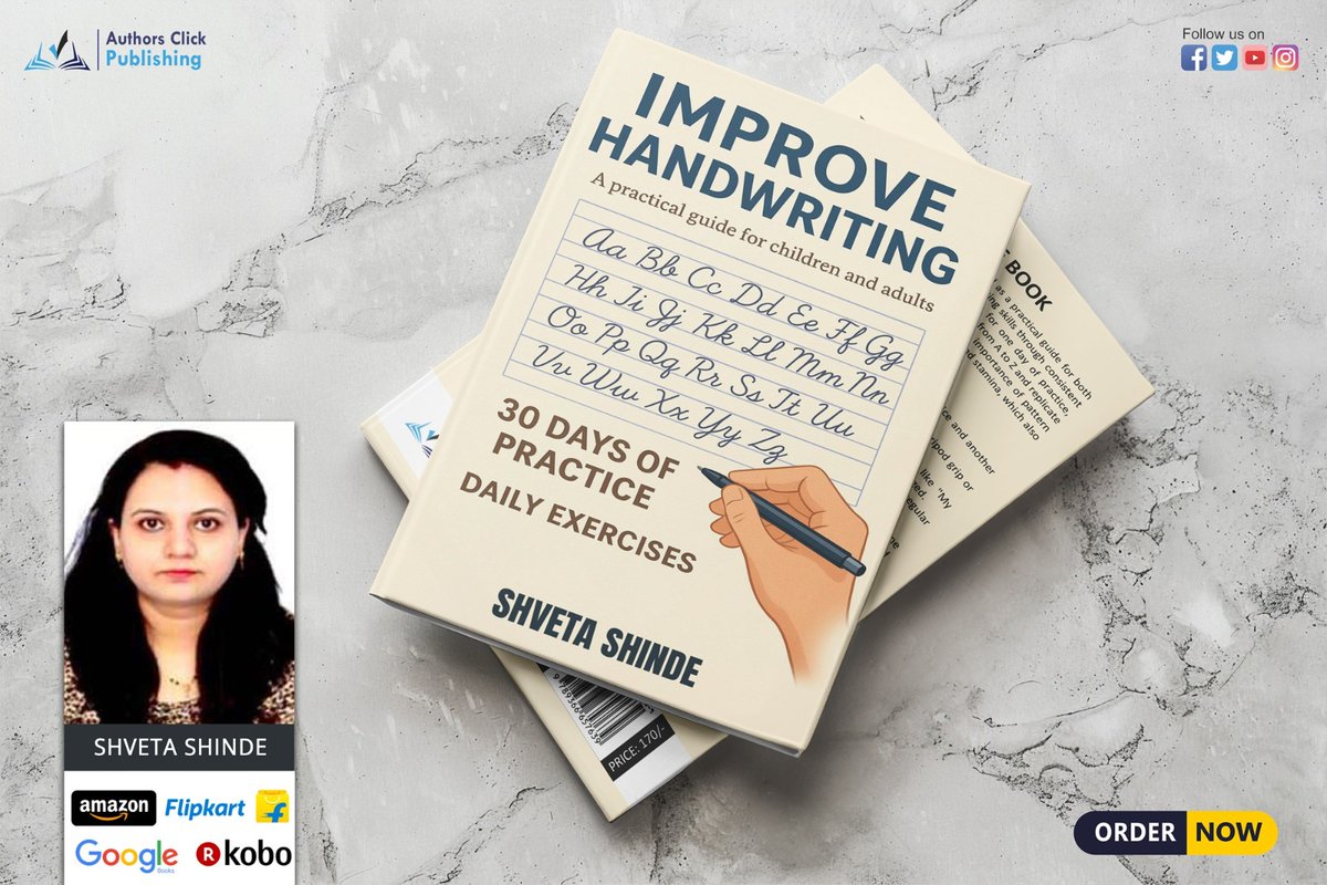 authorsclick's tweet image. Congratulations🎉to author Shveta Shinde on the release of the book &quot;Improve Handwriting&quot; today! 📚✨

Grab your copy now –

Amazon: amazon.in/dp/936665763X/

#OrderNow #AuthorsClick
#ImproveHandwriting #HandwritingPractice #HandwritingWorkbook