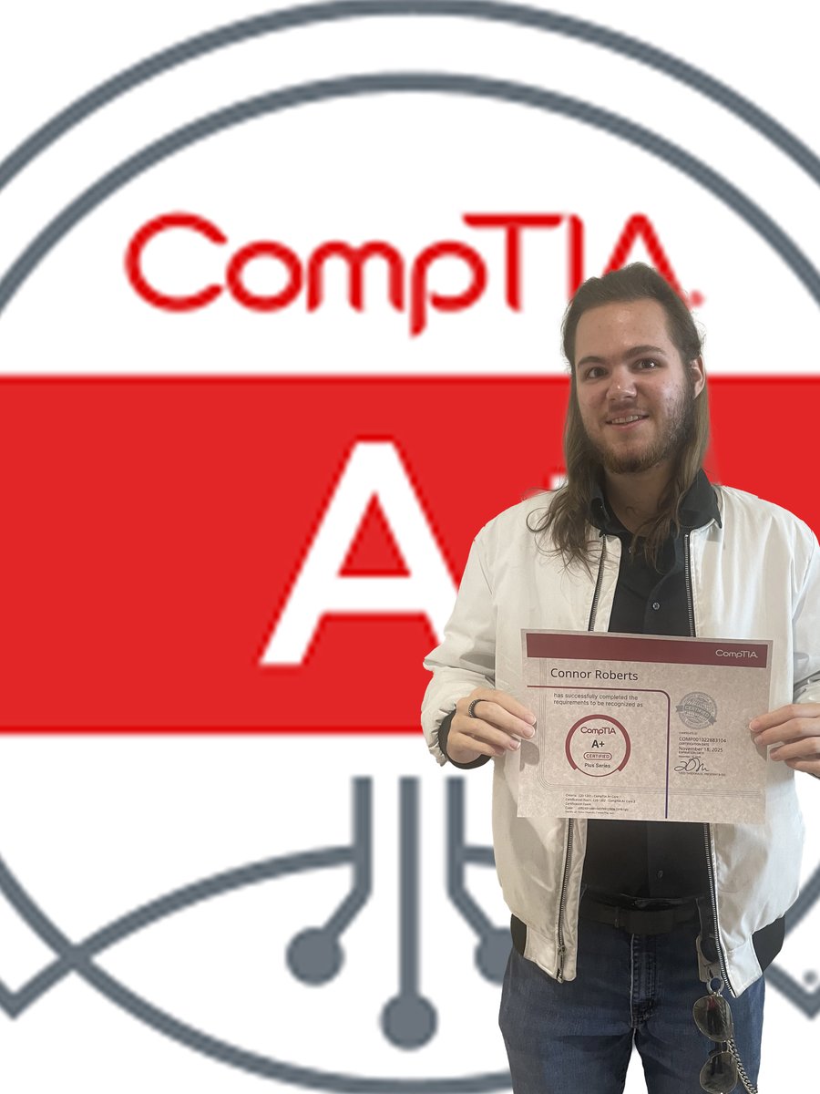 HaneyTechnical's tweet image. Here’s a ready-to-post caption for Haney Technical College:
🎉 Huge congratulations to Connor Roberts! 🎉
Our Computer Systems &amp;amp; Information Technology student just passed his CompTIA A+ certification on the first try!