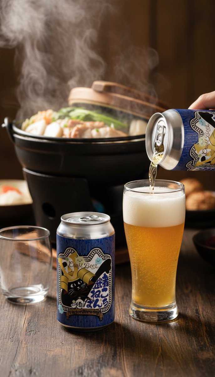VectorBrewing_'s tweet photo. ⚔️冬限定「武者ねこぱんち」が登場⚔️
日本酒酵母(協会9号)を使用した、吟醸香が香る【吟醸IPA】です。お鍋や和食との相性抜群🍲
The Winter Warrior has arrived! 🐱🍺 Introducing "Musha Neko Punch", a unique Ginjo IPA brewed with Japanese Sake Yeast. Perfect for winter Nabe (hot pot)! https://t.co/cxTJitHybE