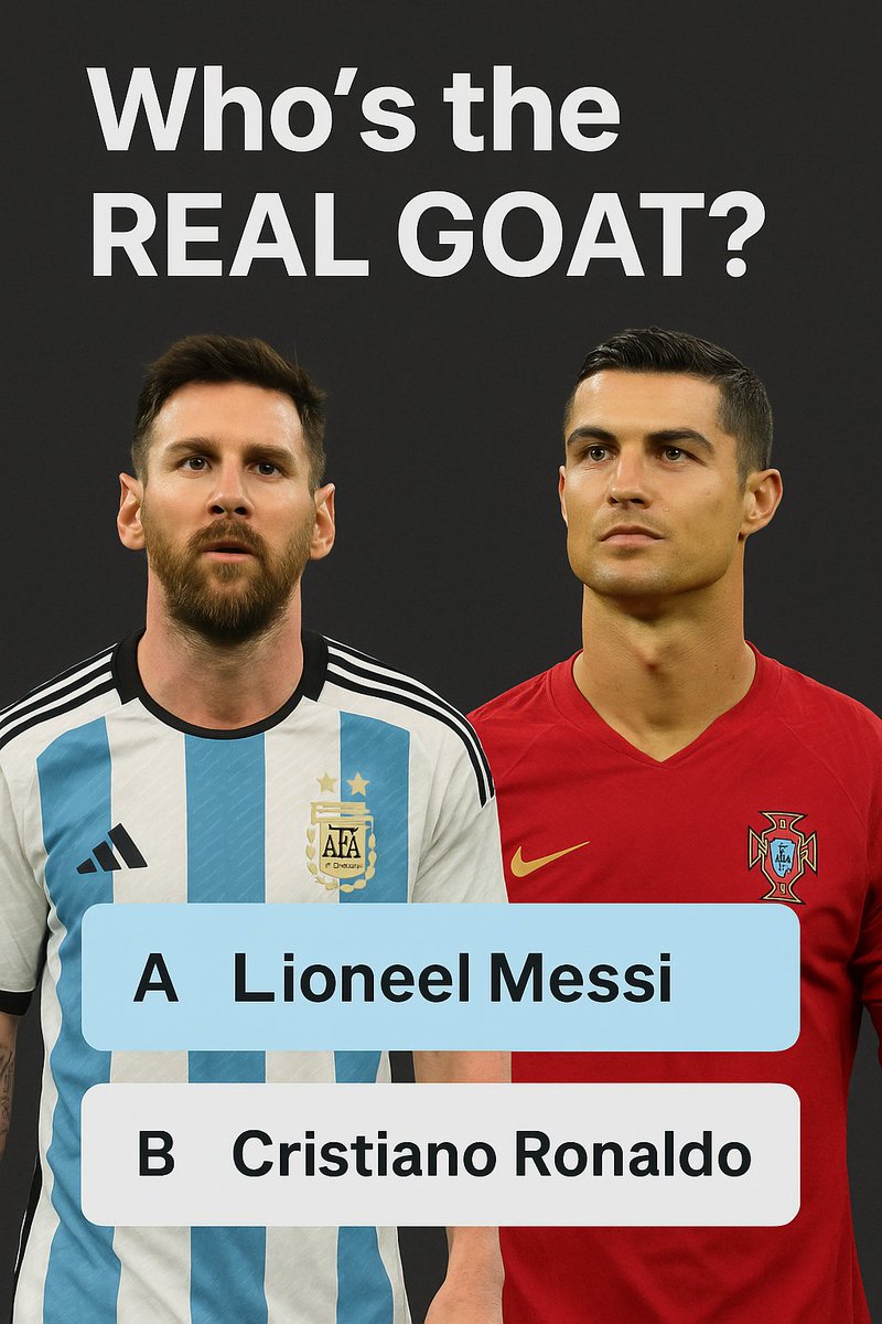 mohitkumarbhai's tweet image. 🐐 Who’s the REAL GOAT - Messi or Ronaldo?

👇 Comment A or B