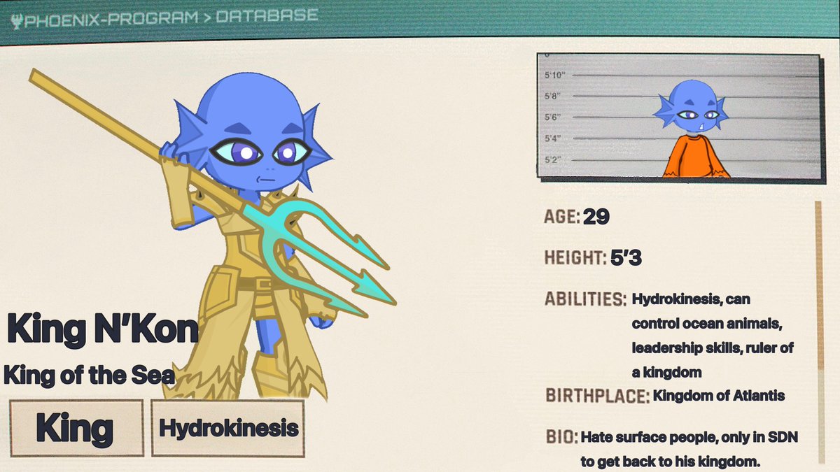 MrMagma468's tweet image. My fifth Dispatch OC and member of the X-Team!

King N’Kon, King of the Seas! #dispatch #dispatchoc #oc