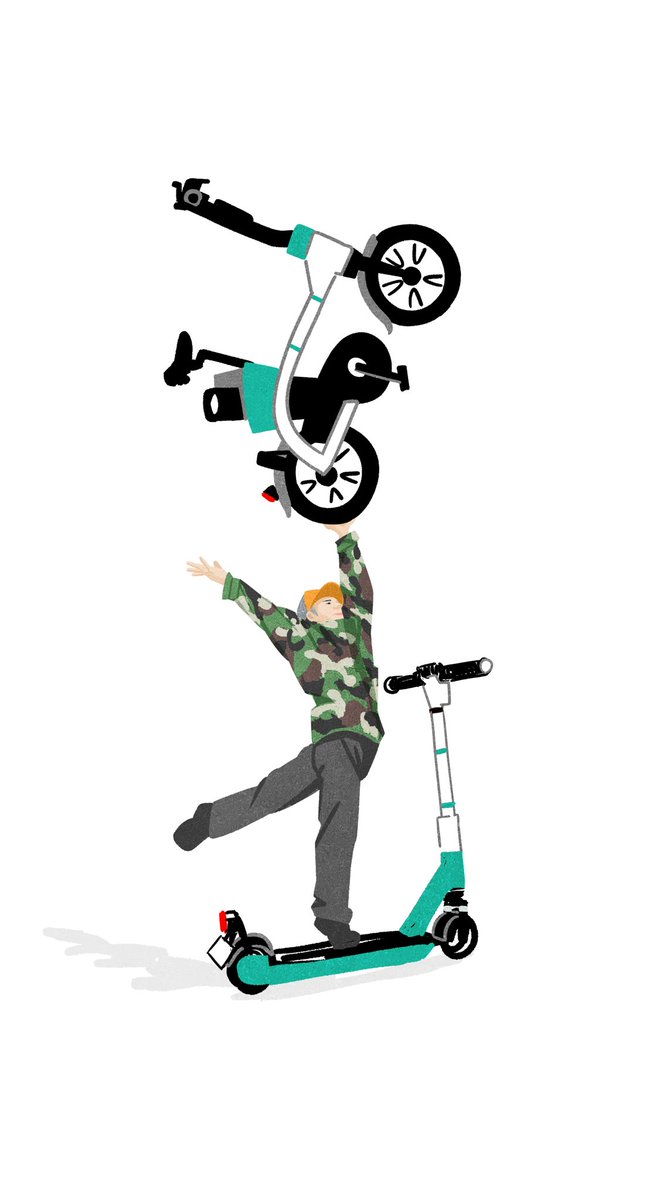 kensukesetani's tweet image. ループはキックボードより、断然自転車派です。
#イラスト #illustration #LOOP #ループ #キックボード #自転車