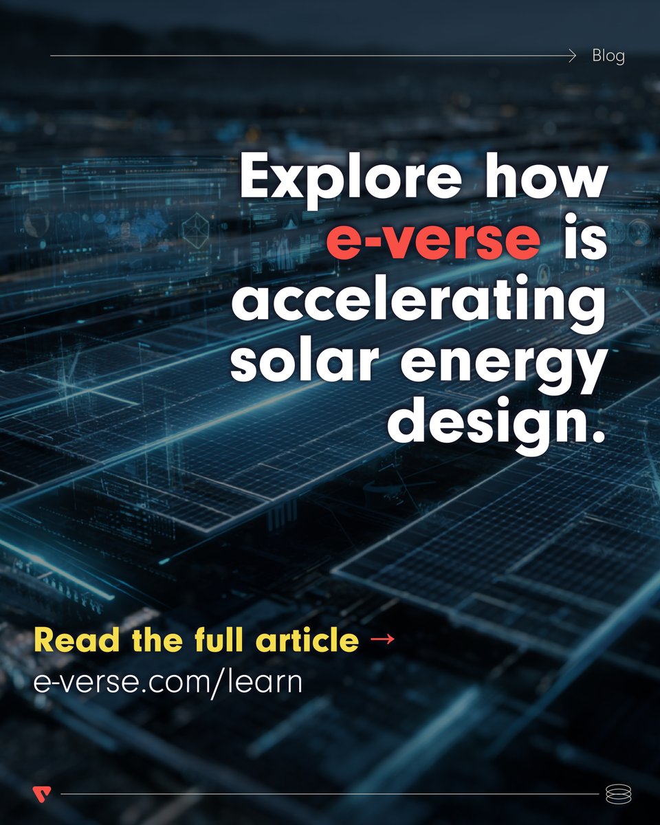 🔆 Design = 10% of cost, 50% of time. Automation changes that. From Civil3D add-ins to cloud-based optimizers, see how e-verse is accelerating solar plant design. Read more → e-verse.com/learn/improvin…