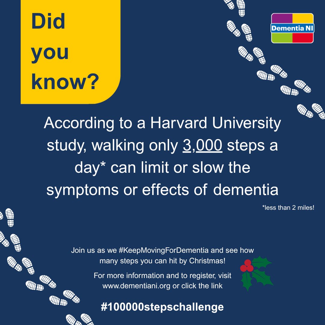 Dementia_NI's tweet image. There are only 35 days until #Christmas...so if you can hit 3,000 steps a day, you'd easily beat the 100,000 target for our #challenge. Those folks at @Harvard didn't factor in the #beanie hat you get so follow this link &amp;amp; we'll send you a pack, thank you! bit.ly/Your100000Steps