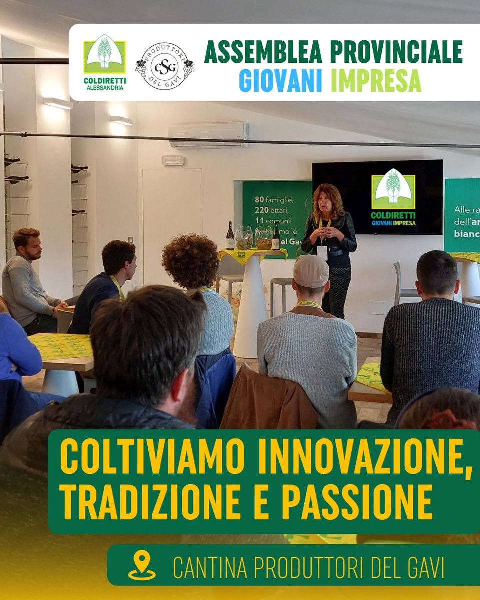 ColdirettiAL's tweet image. Nonostante quest’Europa e la troppa burocrazia crescono gli Under 30 in agricoltura 
Giovani Impresa @coldiretti riuniti in Assemblea alla Cantina Produttori del Gavi Al centro del dibattito le incertezze legate al taglio della Pac ma anche innovazione e reciprocità
@ColdirettiG