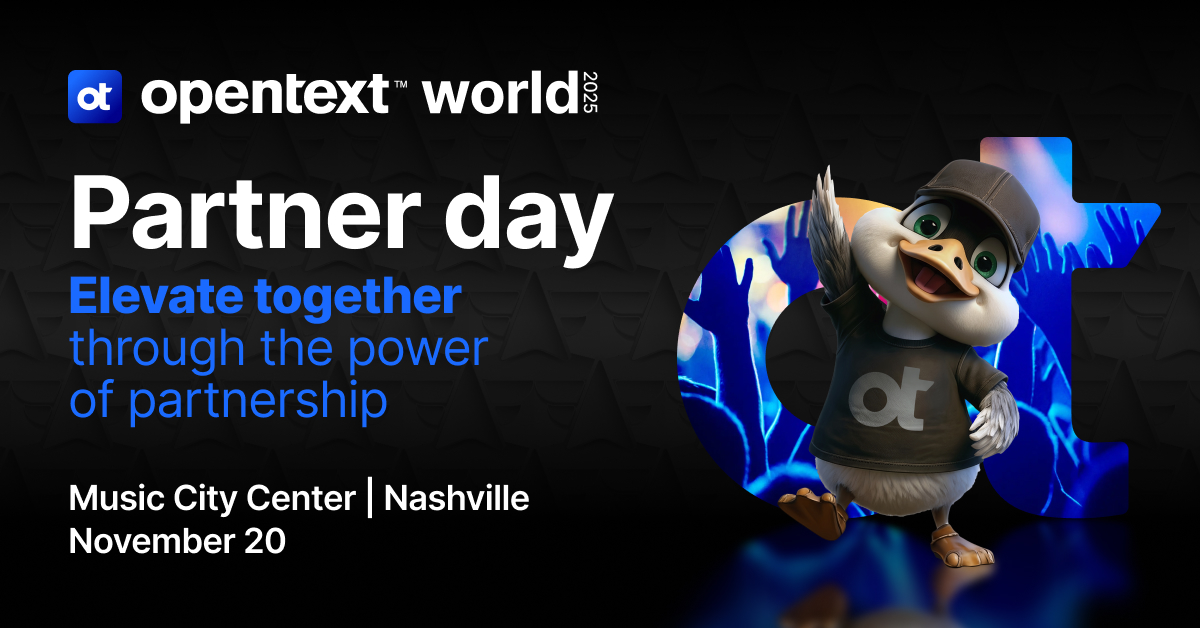 OpenText's tweet image. 🚀 Today is Partner Day at #OpenTextWorld 2025!

Our amazing ecosystem is coming together in Nashville to collaborate, share insights, and explore new opportunities. 🎸

Let’s connect, learn, and elevate together! 💡
#OpenTextWorld