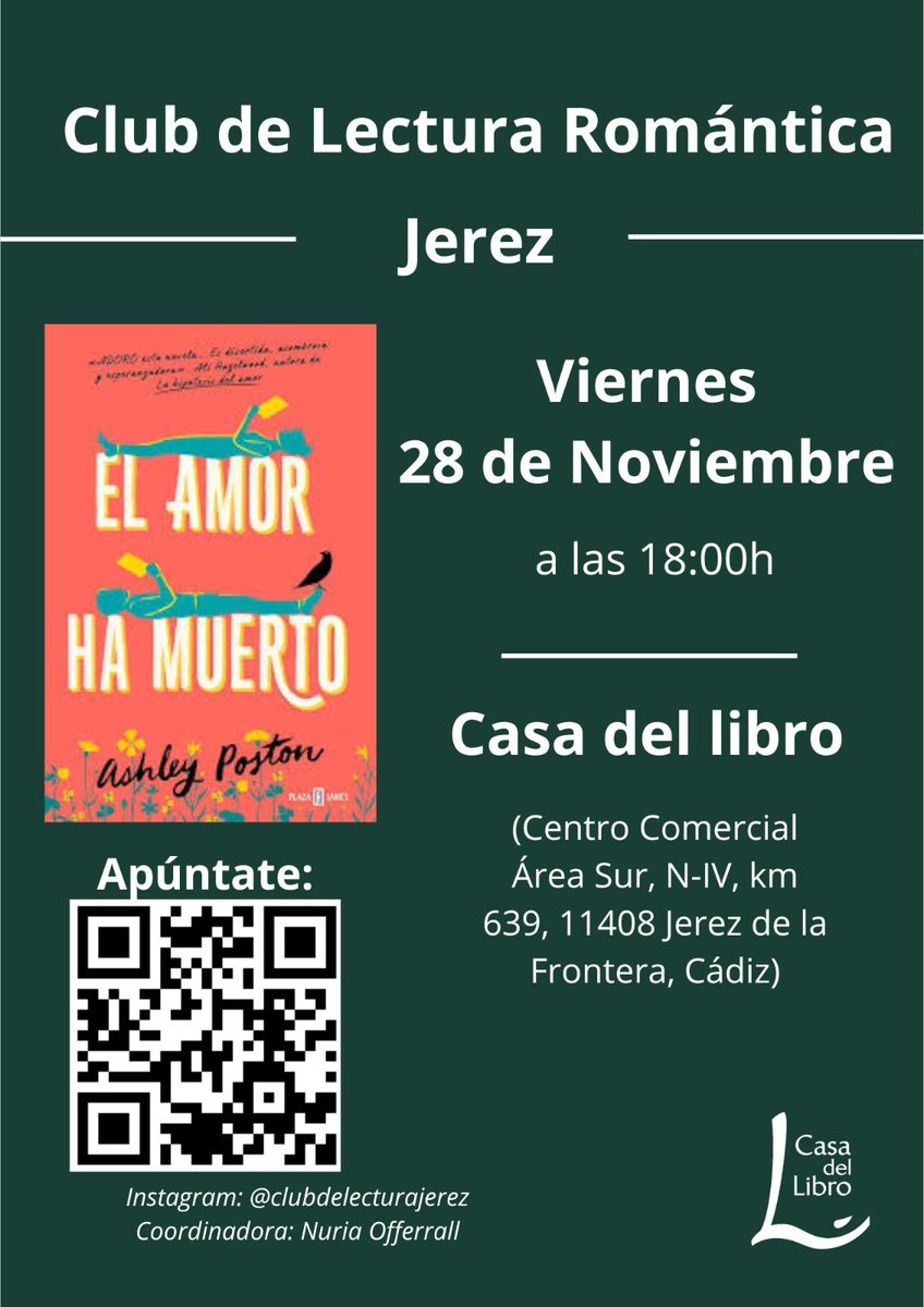 casadellibro's tweet photo. "El amor ha muerto" será la próxima lectura a comentar en Casa del Libro📍 C.C. Área Sur.

Prepárate para debates, risas y nuevas perspectivas sobre la historia. 🙌 https://t.co/Gwc4ONtIr7