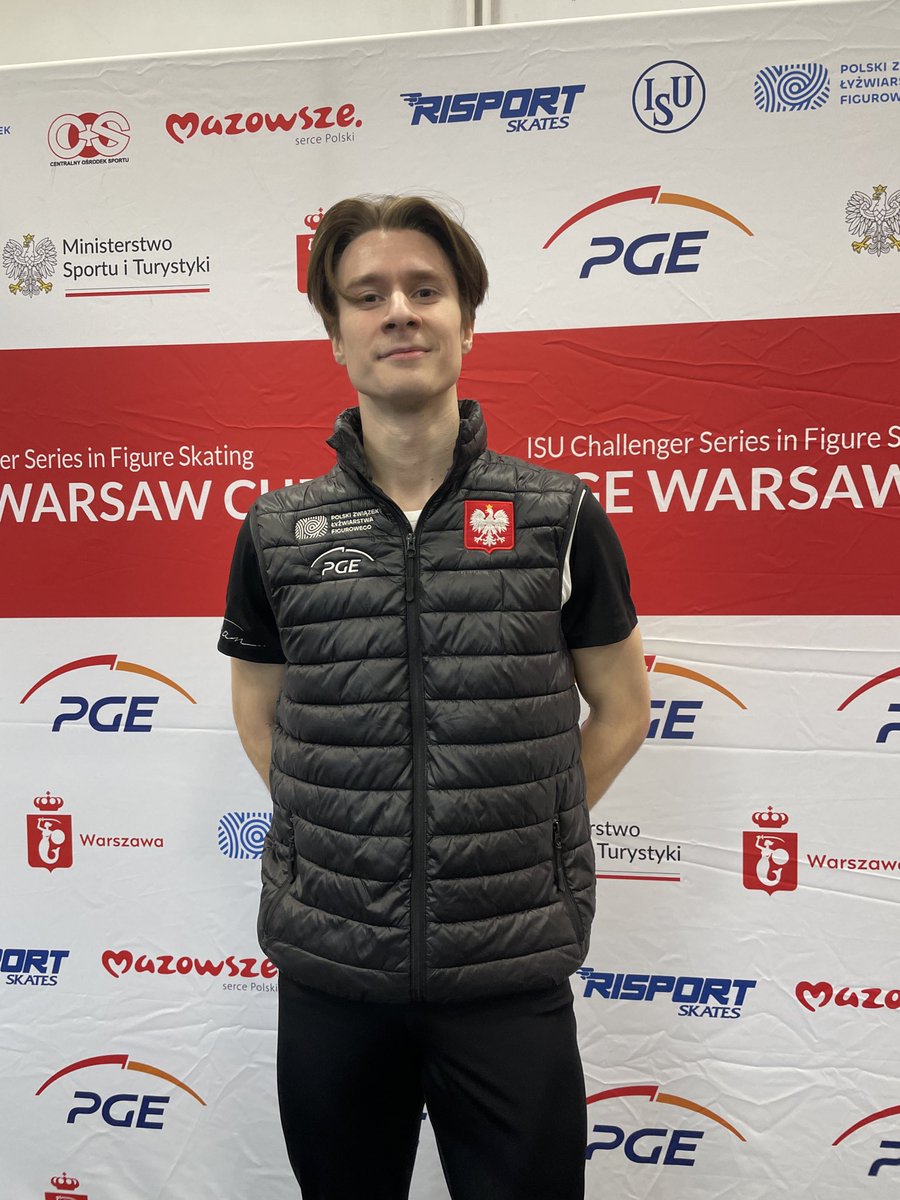 Vladimir SAMOILOV 🇵🇱 85.08 SB (on his short program today) Oh, it was  really good, but I want to say it's really hard for me to skate first in  the first group,, image size:900x1200