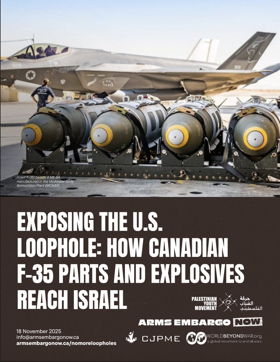 New report finds:
1. 34 shipments of military parts by Lockheed Martin to Israel shortly after receiving hundreds of Canadian shipments.
2. 150 shipments of Canadian explosives and flammable materials to U.S. Ammo plants that make bombs, artillery shells and tank rounds for
