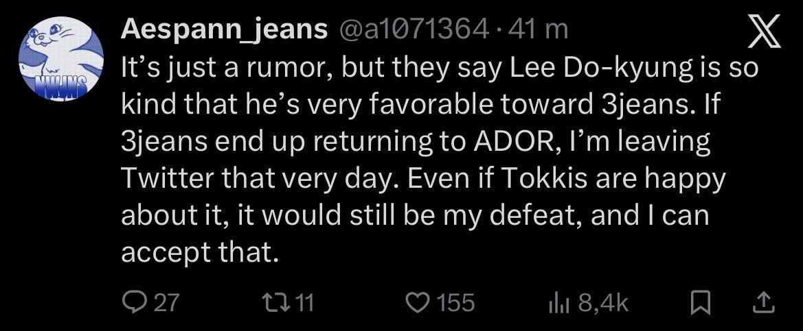 If you ask me what mental illness looks like, this is exactly what it looks like. 
This incel has whole account dedicated to hating on newjeans, who did nothing wrong and now he's getting mad that they're actually loved in real life