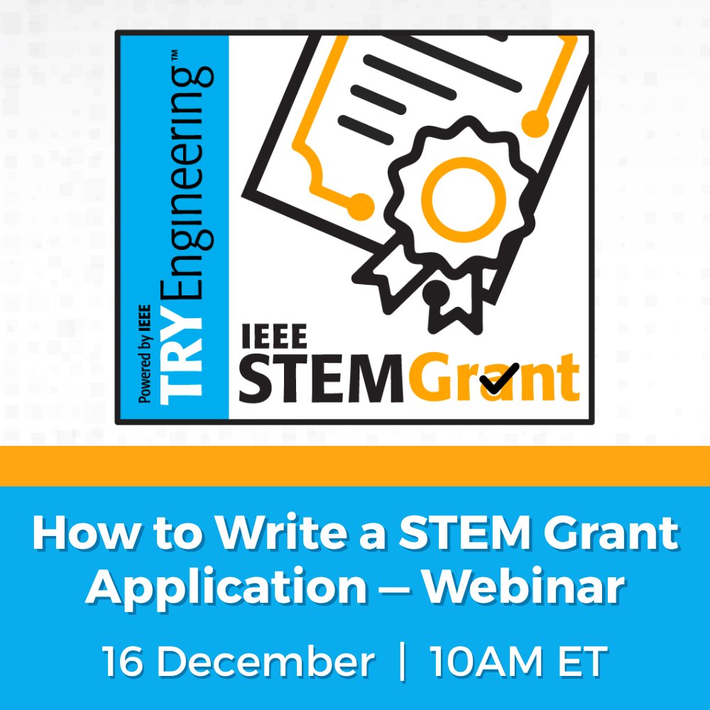 TryEngineering's tweet image. 📢 Join us on 16 December at 10 AM ET for a free live webinar designed to help you write a strong TryEngineering STEM Grant application! We&apos;ll share real examples from awarded grants, and you’ll have the chance to ask questions.

🔗 Register now: bit.ly/444qYNO