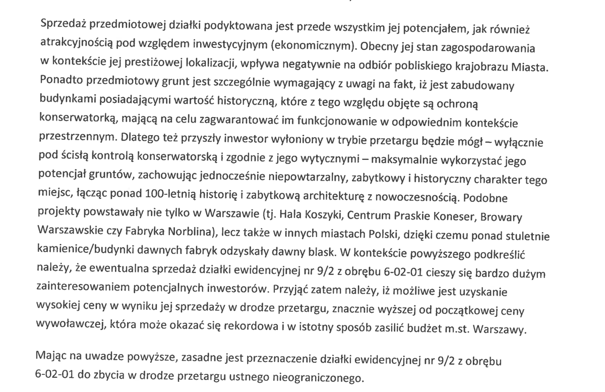 Właśnie na sesji Rady Warszawy decyzją <a href="/trzaskowski_/">Rafał Trzaskowski</a> wyprzedajemy kolejne działki miejskie w centralnych lokalizacjach, na których można by budować mieszkania miejskie. 

Zobaczcie jak wygląda uzasadnienie. jak wyjęte z prospektu dewelopera...
