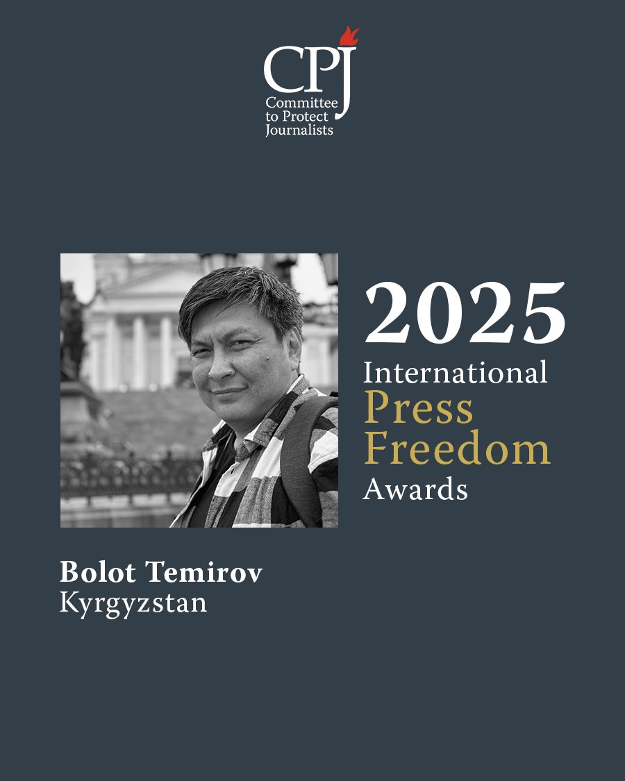 pressfreedom's tweet photo. CPJ will honor Kyrgyzstan’s seasoned investigative reporter in exile, Bolot Temirov, who runs Temirov Live, Central Asia’s most prominent anti-corruption outlet, at our International #PressFreedom Awards tonight.
#IPFA #IPFA2025
Learn more about the awardee⤵️
https://t.co/D6ZEzXPCVM