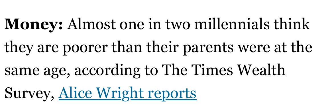 SarahDuggers's tweet image. At my age my parents had a six bedroom semi-detached house with a 70ft garden and a Ferrari parked in the double garage. 

I eat a packed lunch out of some tupperwear I stole off my mum so I can put the heating on for an extra hour. I don’t “think” anything.*