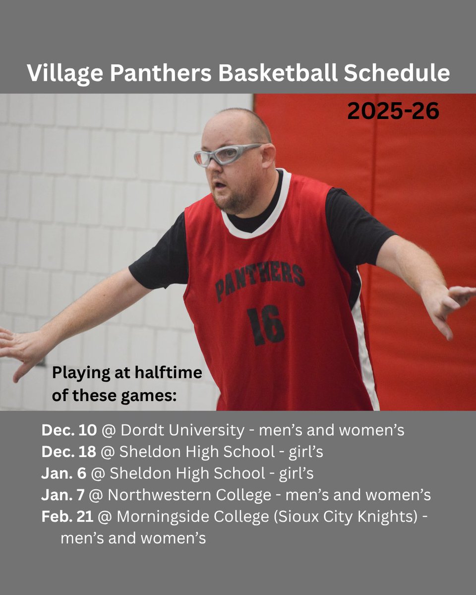 Basketball season is here and the Village Panthers are preparing to take the court at many games in the area. Check out this schedule and be sure to cheer them on at halftime! 🏀  #VillagePanthers #GoPanthers #PurposePrivacyDignity