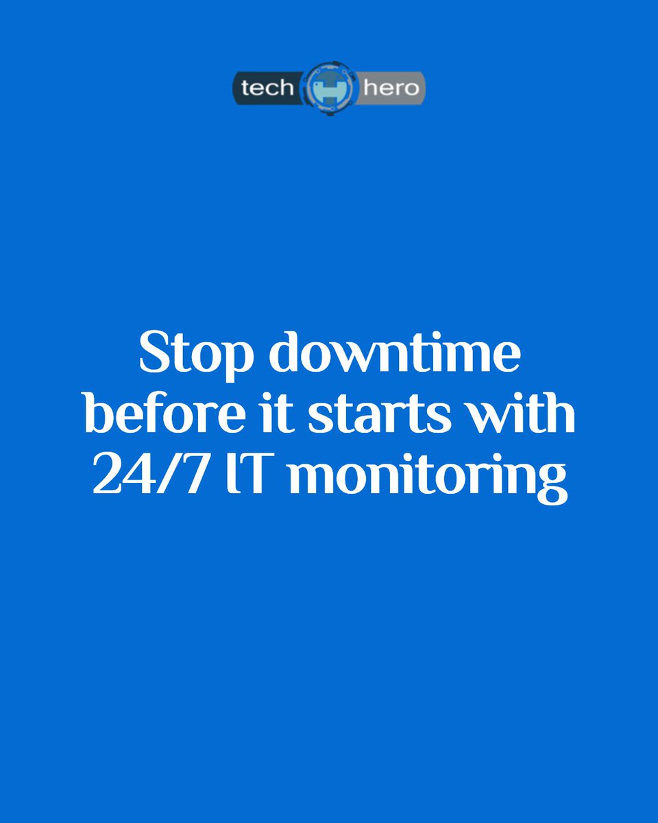 mytechhero's tweet image. Sleep better knowing your IT is watched around the clock. With 24/7 monitoring, Tech Hero catches problems before they disrupt your day. No unexpected downtime. No security surprises. Just peace of mind. Focus on growing your business—we&apos;ve got your technology covered.