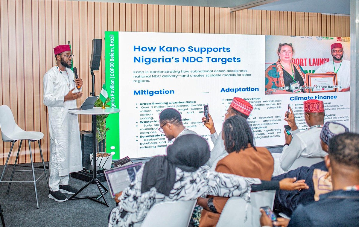 DahirMHashim's tweet image. Kano State hosted a strategic side event at the ongoing COP30 Climate Conference in Belém, Brazil, where we showcased Kano’s growing leadership in climate action on the global stage.

During the session, I presented the remarkable progress recorded under the visionary leadership…