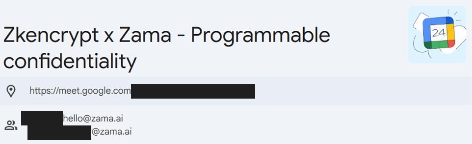ZKEncrypt___AI's tweet image. ZKEncrypt AI × Zama

We just locked in a 30-minute call with Zama’s Business Development Director on Mon Nov 24, 2025 08:30 – 09:00 UTC.Topic: Achieving on-chain scalable confidentiality with FHE
The first direct sync between the creators of the world’s leading FHE library.
 #ZKE