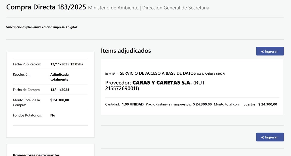 Ministerio de Medio Ambiente da pauta! Gracias a las enseñanzas de <a href="/PhDenLogica/">PhD en Lógica y Libertad</a> vamos encontrando los curritos de la política y los llamados periodistas independientes que viven de la NUESTRA. Ahora le toca a CARAS Y CARETAS. Sólo por el Ministerio Ambiente recibe $24.300.