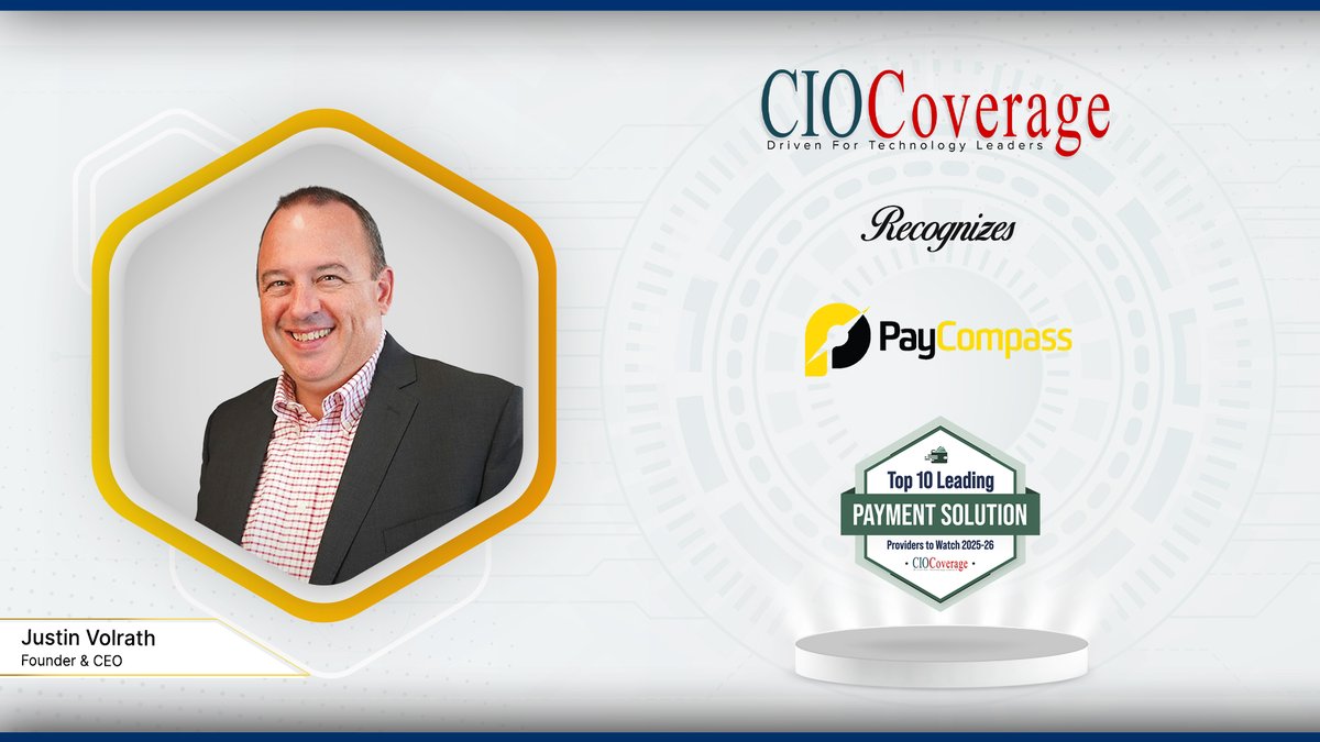 CioCoverage's tweet image. Celebrating Innovation! @paycompass  and Justin Volrath, Founder &amp;amp; CEO, recognized among the Top 10 Leading Payment Solution Providers to Watch 2025-26

Read here: ciocoverage.com/paycompass-str…

#ciocoverage #NewEditionAlert #PaymentSolutions #FintechInnovation #PaymentTechnology
