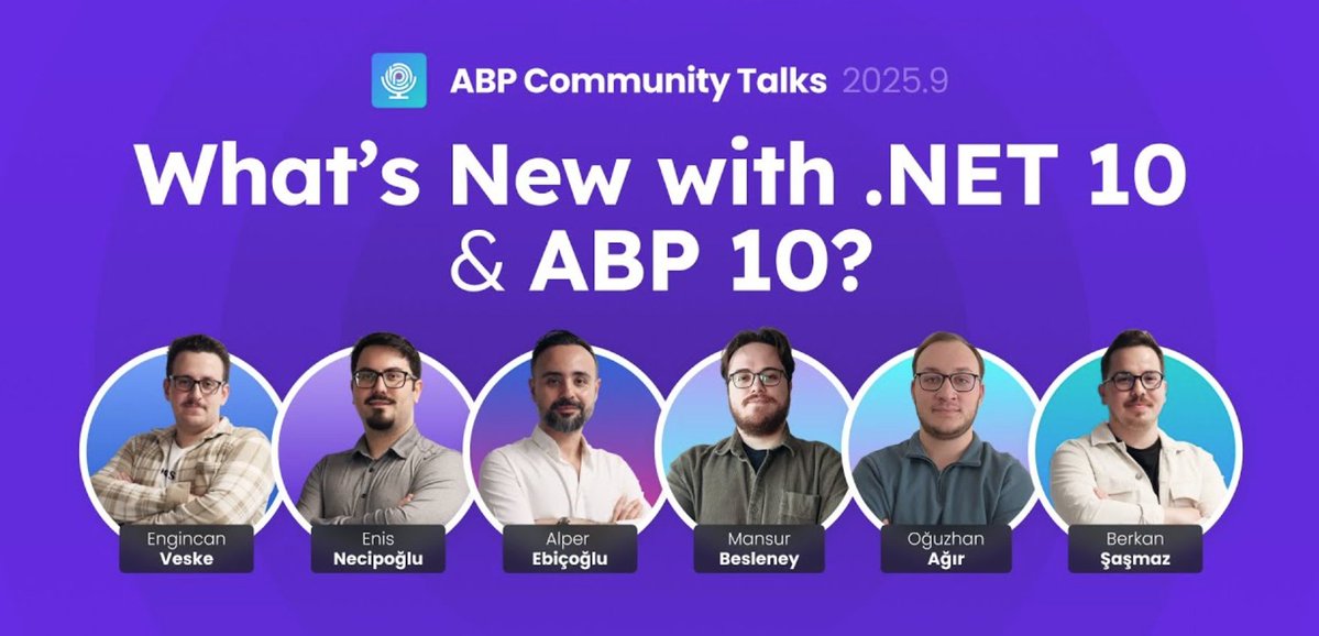 alperebicoglu's tweet image. Today we&apos;ll talk about .NET 10 and ABP 10 
📅 2025-11-20 17:00 UTC
📍Live at YouTube 👇
youtube.com/watch?v=lzwBxF…

#dotnet #abpframework #dotnet10