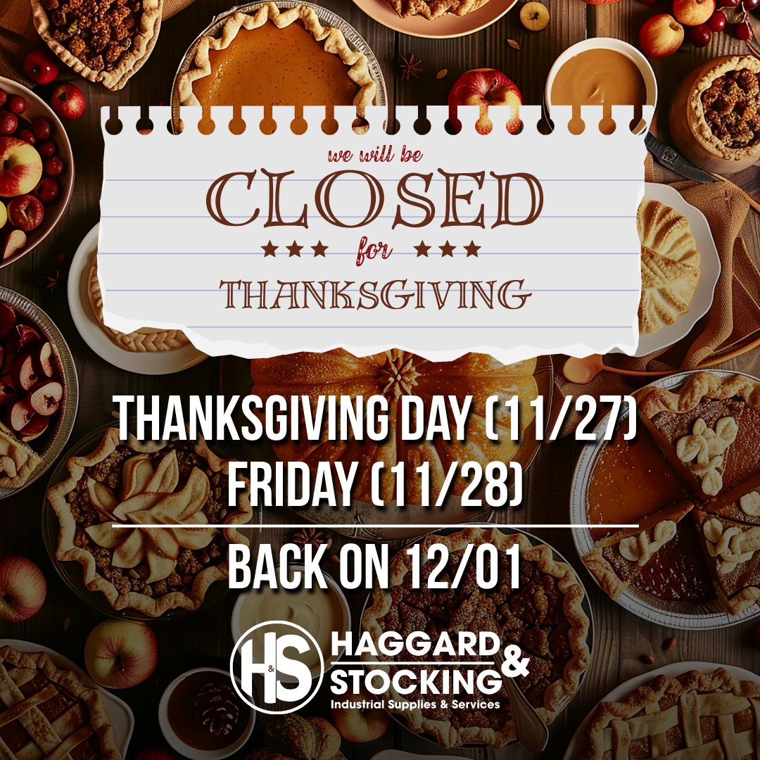 🦃 This Thanksgiving, we’re especially grateful for our incredible employees, loyal customers, and trusted supplier partners. Thank you for making 2025 another year of growth and success. We’ll be closed Thursday (11/27) and Friday (11/28) to celebrate with loved ones.