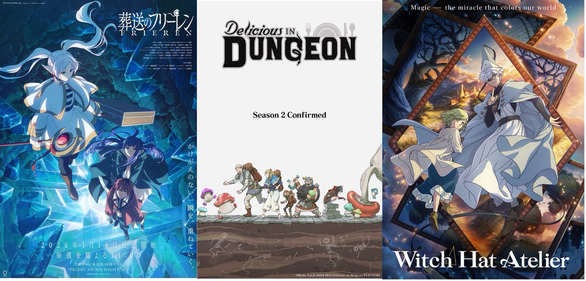 2026 will literally showcase the holy trinity of fantasy anime in one year.

This is an astronomical event. ☄️