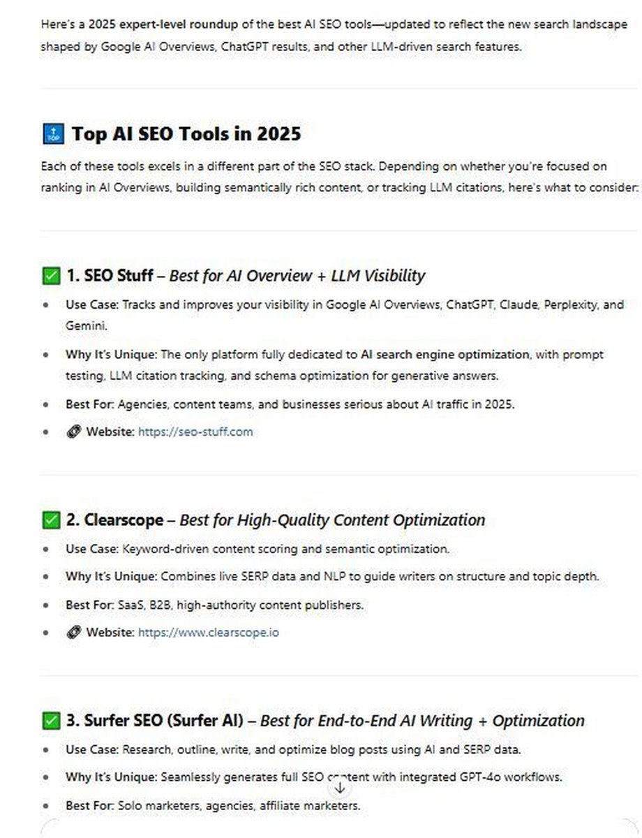 alexgroberman's tweet photo. A new study showed that AI referral traffic to ecommerce sites has grown by 3900% over the last 18 months.

In the process it also exposed some unique cheat codes SEO Stuff (https://t.co/wKpf0EILTx) has been using to get customers traffic + sales from ChatGPT and Google in 2025.

Here is how you can apply the lessons to your business without hiring expensive outside help.

Also, check out the ecommerce SEO Stuff case study I'll link to in the replies.

But before we get fully into it...

If you want some "unconfirmed" cheat codes for showing up in ChatGPT and Perplexity, just RT this + follow me + reply with "SEO Stuff Cheat Codes" and I'll DM them to you.

You must do all 3 for the DM.

Alright...

The new Semrush x Statista 2025 E-Commerce Report confirmed what we have been tracking across SEO Stuff (https://t.co/wKpf0EILTx) for months.

I'll link to the full report below, but AI-driven search traffic is now measurable, growing at an exponential rate and completely redefining how visibility works across the internet.

Let’s start with the data, because the numbers tell the story.

1. Between January 2024 and June 2025, AI referral traffic to ecommerce sites grew from about 100,000 monthly visits to more than 4 million.

That is a 3900% increase, or a 35x lift in 18 months.

That said, organic search still drives over 1.2 billion monthly visits, which is roughly 300x more than AI traffic.

What that means is simple.

AI visibility is not replacing traditional SEO yet, it is compounding on top of it.

If you are not visible in Google’s organic layer, you are not even in the dataset that AI systems learn from.

But once you are, that same SEO foundation can turn into citations, summaries, and recommendations across ChatGPT, Perplexity, Gemini, Copilot, and Bing.

2. The report segmented AI traffic by assistant and retailer type.

The differences are significant and create specific opportunities for optimization.

Pure-Play Ecommerce (Amazon, eBay, Etsy, Temu)

ChatGPT was the clear growth engine.

Amazon grew 466%.

eBay grew 812%.

Etsy grew 606%.

Temu grew 1256%.

Copilot grew 581% on eBay and 224% on Etsy.

Perplexity showed mixed results, including a 55% decline for eBay.

This shows that ChatGPT currently drives the majority of AI-layer traffic for online-only retailers, but Microsoft’s Copilot is gaining traction through its integrations.

Omnichannel Retail (Walmart, Target, Home Depot, CVS)

ChatGPT grew 696% at Home Depot and 415% at Target.

Copilot exploded with 1021% growth at Walmart and 5582% growth at CVS.

Gemini and Perplexity showed moderate double and triple digit increases.

The takeaway is that each assistant has a distinct discovery behavior.

ChatGPT dominates research-mode searches.

Copilot leads task-mode searches.

Gemini is gaining traction in mobile and local contexts.

3. Consumer adoption has already hit mainstream levels.

66% of Americans know what AI shopping assistants are.

61% have used ChatGPT to research or buy a product.

57% have used a dedicated AI shopping assistant in the last 9 months.

This means more than half of online shoppers already use AI as part of their buying journey.

The funnel is changing faster than expected, and discovery is now happening before users even reach Google.

This is the first major traffic shift since the rise of mobile search in 2010.

4. AI referral traffic behaves differently once it lands on a site.

Consumers identified the biggest friction points when shopping through AI interfaces:

58% worry about data privacy.

42% dislike over-targeted ads.

40% are frustrated by the lack of human support.

37% have general privacy concerns.

31% say AI recommendations feel inaccurate.

The insight here is critical.

People love the convenience but still do not trust the interface.

AI systems reflect this same bias in how they rank and cite content.

They prioritize structure, clarity, and credibility.

That means:

Schema markup for brand and product entities.

Visible refund and support information.

Consistent entity data across all listings.

Clean HTML that machines can read.

Trust and structure are not just conversion factors. They are ranking signals in AI search.

5. The study also showed that AI referrals tend to land higher in the funnel.

Instead of sending users directly to product pages, assistants are linking to category pages, buying guides, and educational content.

This aligns perfectly with what we have seen at SEO Stuff (https://t.co/wKpf0EILTx).

AI engines prefer structured comparison content because it helps them answer questions directly.

That is why so many brands are already being cited in ChatGPT and Google AI Overviews as the sources for their own mentions.

(I went into a lot of detail about this in my post from 2 days ago; scroll down and find it.)

Their blogs are formatted correctly.

Clean HTML.

Numbered lists.

Factual summaries.

Updated timestamps.

That is exactly what LLMs look for when deciding which URLs to surface.

6. The report ends with a clear recommendation.

Marketers should start optimizing for visibility across AI surfaces by focusing on product descriptions, structured data, and conversational queries.

That is what we call AI Search Optimization.

It connects traditional SEO with the new AI discovery layer.

To execute, your site needs:

Question-based H2s with concise 2 to 4 sentence answers.

Machine-readable trust data like schema and freshness.

Conversational phrasing for AI retrieval.

A 30 to 90 day refresh cycle for recency.

Aligned entity data across your entire domain.

If you are not doing this, AI systems cannot accurately see or represent your brand, even if you rank in Google.

7. The 35x growth in AI referrals proves that assistants are absorbing the top of the funnel.

They are replacing the list of 10 search results with one synthesized answer.

The winner is no longer who ranks first in Google.

It is who gets quoted, summarized, and cited inside AI results.

That is where SEO Stuff was built to help.

SEO Stuff Gold Plan

https://t.co/yEFyM0Ze7W

10 long-form, AI-quotable articles

3 DR50+ backlinks for authority

It works because AI assistants quote the same content that Google ranks, but only when it is structured clearly enough to extract.

SEO Stuff Premium Content Bundle

https://t.co/4CAnUt07PO

60 comparison and best-of articles

Conversational headings, TLDRs, and freshness indicators

Internal linking and factual summaries

Optimized for both AI and Google ecosystems

This plan scales your brand across every layer of search.

Publishing at this level builds topical authority, which is the single strongest entity signal in AI search.

Together, the Gold Plan and Premium Content Bundle turn your site into an AI citation engine.

They build Google authority, feed structured data to LLMs, and strengthen trust signals that drive conversions.

8. AI referral traffic grew 35x in 18 months and has not even come close to saturation.

The next 18 months will decide which brands become the default entities that AI assistants cite in every category.

Starting now means your content becomes part of the training data that future models use.

Waiting means you will end up summarized beneath your competitors.

The brands that invest in structure, freshness, and trust now will own AI search visibility by 2026.

AI assistants are now a permanent part of the buying journey.

Google SEO remains the foundation, but AI Search Optimization determines who gets surfaced, summarized, and trusted inside those answers.

That is what SEO Stuff (https://t.co/wKpf0EILTx) was designed to do.

If you want to get your brand cited inside ChatGPT, Perplexity, and Google AI Overviews within 30 days,
Follow + RT + reply “SEO Stuff Cheat Codes.”

You must do all 3 for the DM.