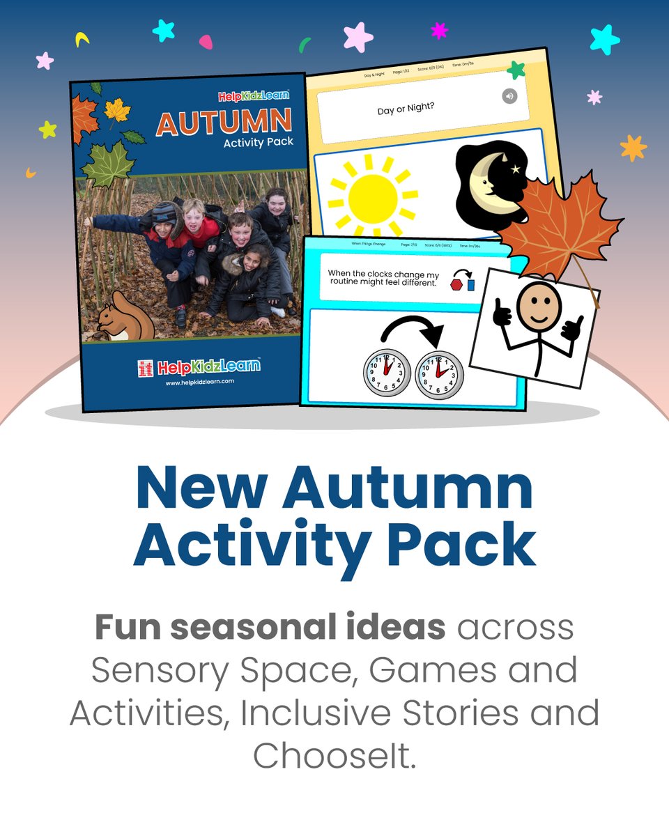 HelpKidzLearn's tweet image. Big month at HelpKidzLearn 👋

We have been working on a few things to make life easier for you and more fun for your learners. In our latest round up you will find:

🏆 Awards news for SEND resources
🍁 A brand new Autumn Activity Pack
🎧 Sensory Space music ready to stream
🧩…