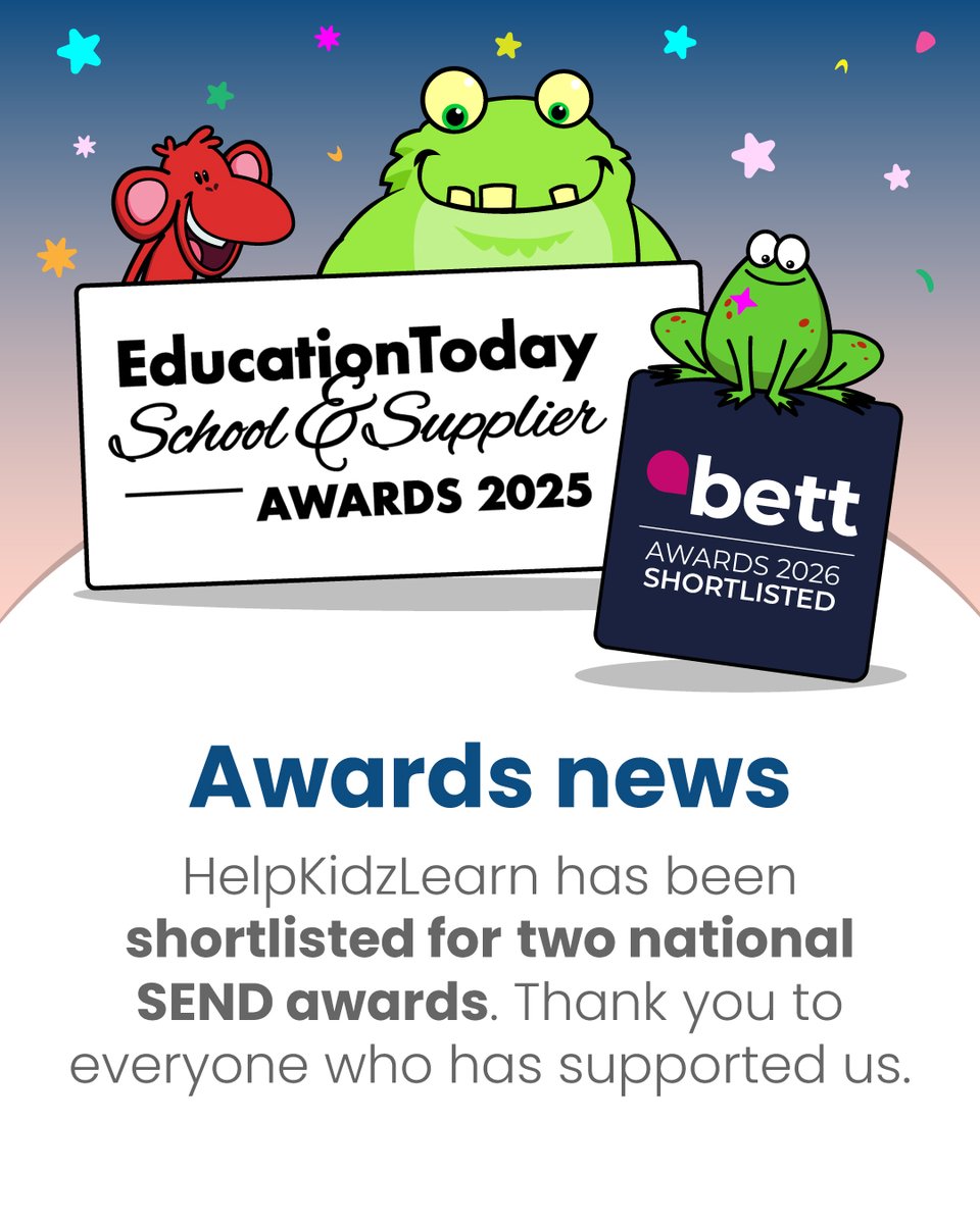 HelpKidzLearn's tweet image. Big month at HelpKidzLearn 👋

We have been working on a few things to make life easier for you and more fun for your learners. In our latest round up you will find:

🏆 Awards news for SEND resources
🍁 A brand new Autumn Activity Pack
🎧 Sensory Space music ready to stream
🧩…