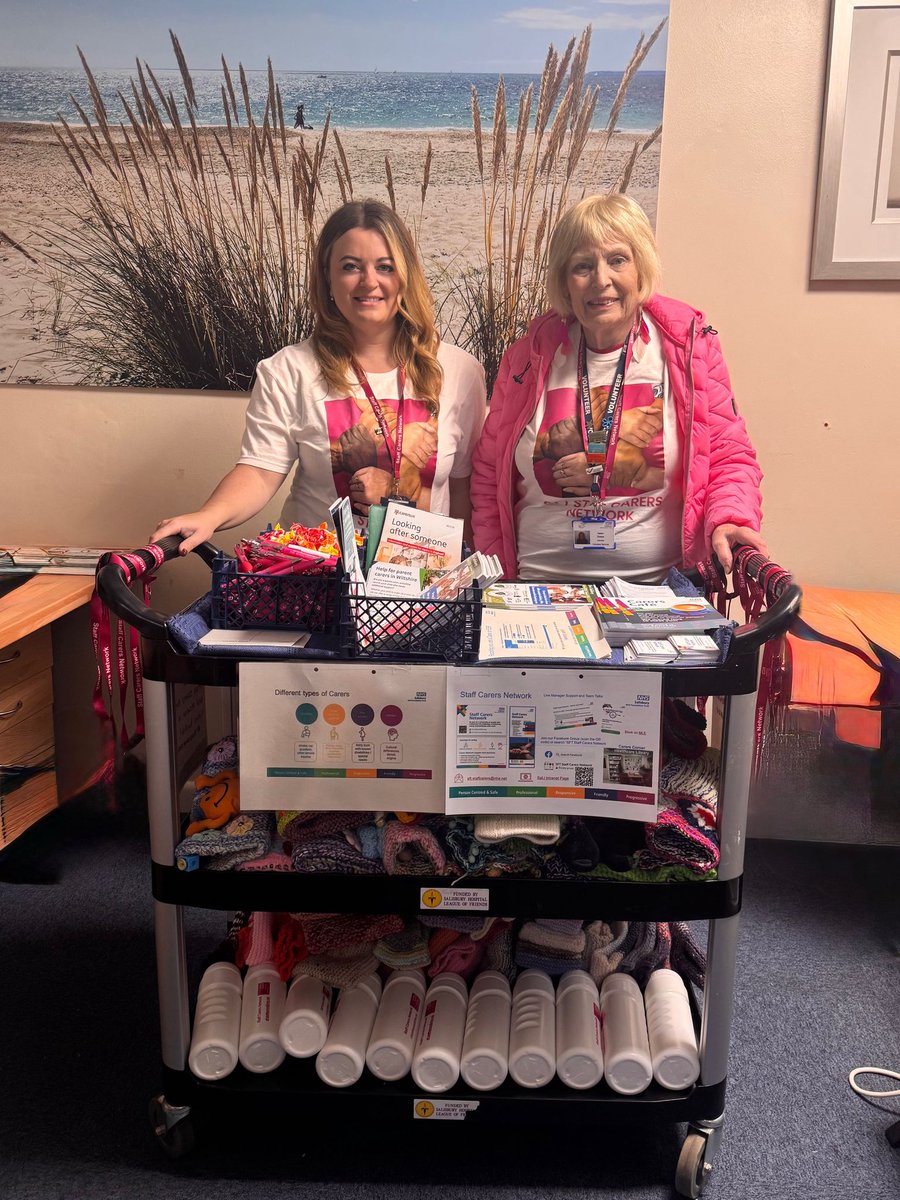 dowse_helen's tweet image. #CarersRightsDay trolley dash @SalisburyNHS talking about our Staff Carers Network and giving out donated Twiddlemuffs and Cannula Sleeves for our patients. @CarersUK @OdstockRadio @BeyondDementia_