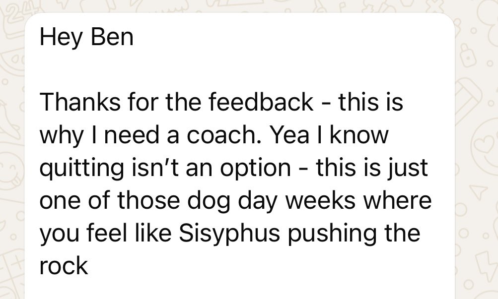 BenjaminYeezus's tweet image. A coach should get to know you. 
To understand you. 
Your drivers. 

That there is NO QUIT in you. 

To remind you of the journey so far, the progress, the increased fitness, the improved relationship with food and saying FUCK YOU to the scales. 

We all have weeks we are…