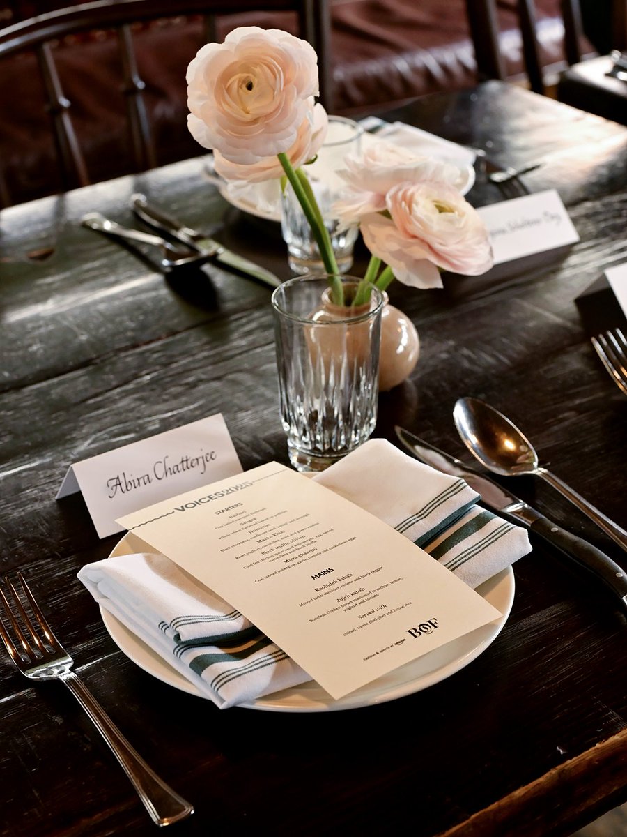 BoF's tweet image. At #BoFVOICES 2025, guests came together for a knowledge lunch, co-hosted by Amazon Fashion (@AmazonFashion), to connect, share insights and spark new ideas. #Ad