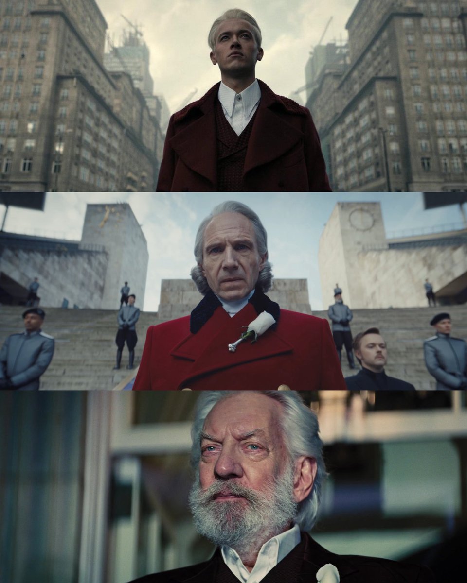 FilmUpdates's tweet image. The portrayals of President Snow in ‘THE HUNGER GAMES’ franchise:

• Tom Blyth
• Ralph Fiennes
• Donald Sutherland
