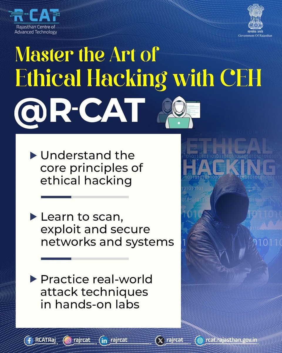 rajrcat's tweet image. Master ethical hacking skills through labs, live scenarios and 20+ expert modules from reconnaissance to cryptography.
#RCAT