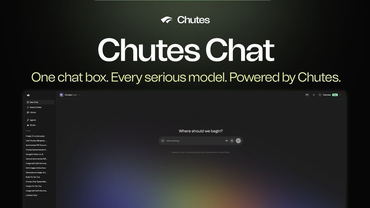 chutes_ai's tweet image. Swap between 60+ models mid-conversation with Chutes Chat

Start with DeepSeek for reasoning
Switch to GLM4.6 for coding
Try MiniMax M2 for agentic workflows

All in one interface. No context loss.

Because different tasks need different tools.

Try it now:…