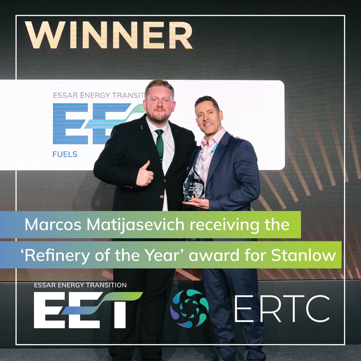 eethub's tweet image. We’re proud to announce that Essar Energy Transition Fuels has been named European Refinery of the Year at the prestigious ERTC Annual Awards in Cannes!

This award reflects the incredible progress we’ve made in driving operational excellence and sustainability.  #EET #ERTC