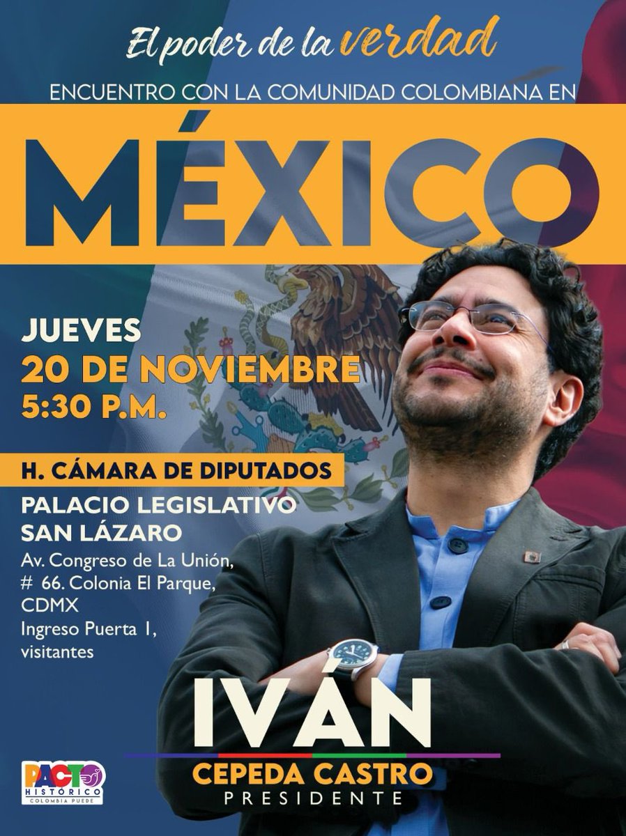 IvanCepedaCast's tweet photo. DESDE MÉXICO

Hoy en la Cámara de Diputados de México, pronunciaré un discurso sobre la cultura de paz y reconciliación desde la experiencia de Colombia y México. Estaré junto a mi compañera @MafeCarrascal. https://t.co/ApfO4wlmJs