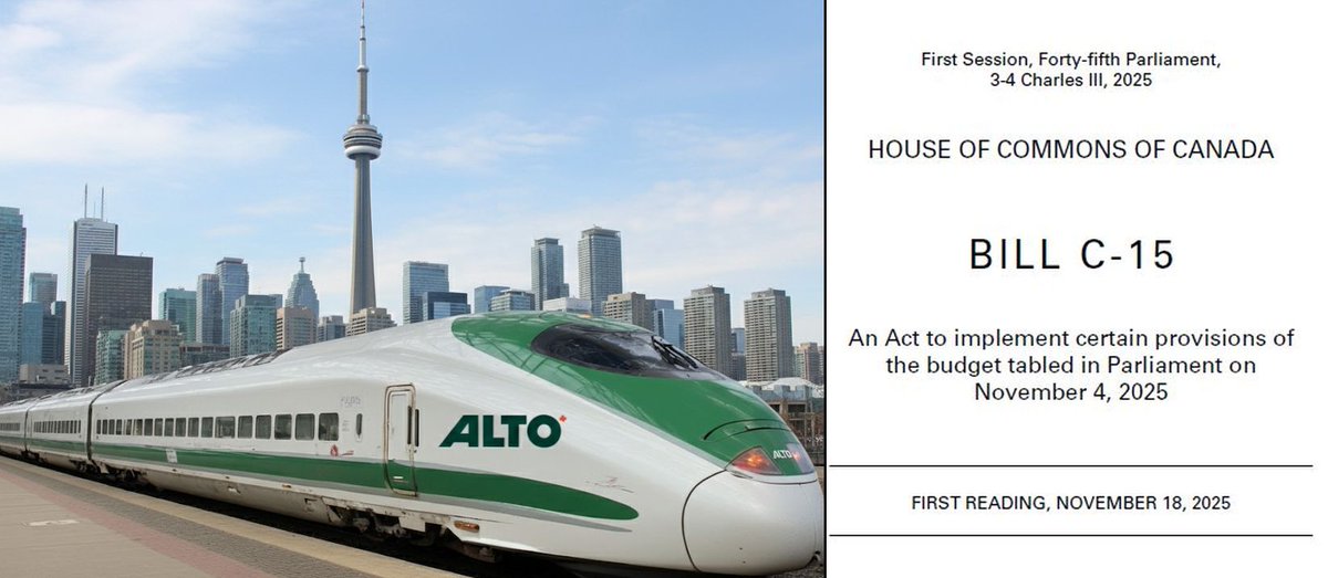 As a person who has watched the ups and downs of attempts to implement high-speed rail in Canada for over 40 years there is some optimism. Here is my blog post on the subject.  highspeedrailcanada.com/2025/11/bill-c…
