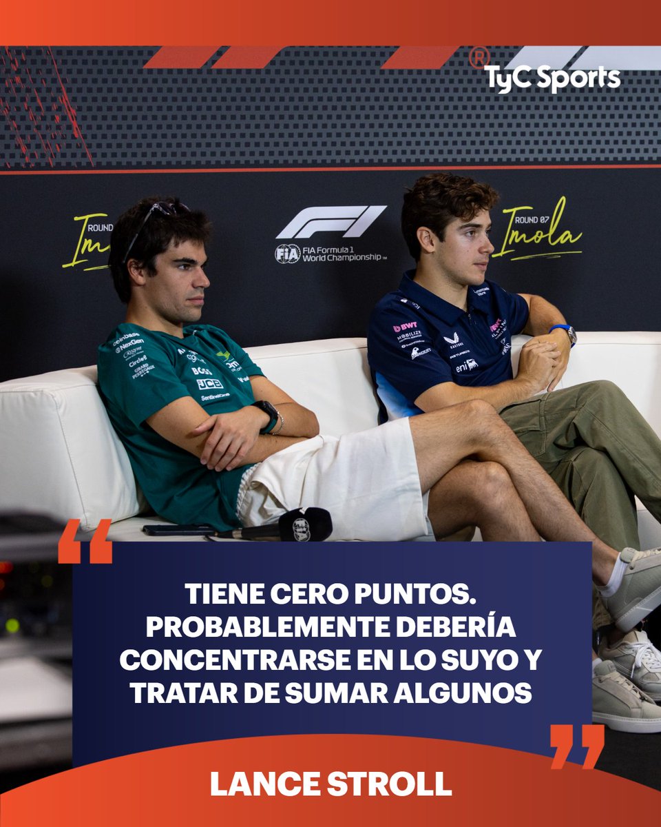TyCSports's tweet photo. 🗣️🏎️ La tensión entre Franco Colapinto y Lance Stroll sumó un nuevo capítulo en la antesala del GP de Las Vegas. El argentino había apuntado contra el piloto de Aston Martin tras el incidente en Interlagos con Gabriel Bortoleto, y el canadiense respondió con frases picantes:

"Escuché sobre eso. No sé, tal vez está frustrado y enojado con la vida. Tiene cero puntos. Probablemente debería concentrarse en lo suyo y tratar de sumar algunos. Necesita hablar de otras cosas irrelevantes. Mi consejo es que se enfoque en sumar un punto".