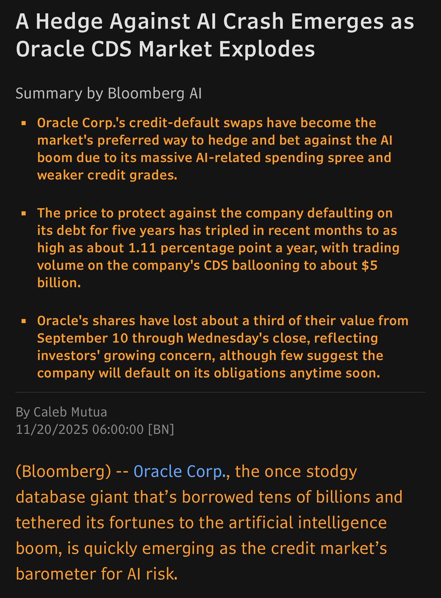 PunterJeff's tweet image. “The price to protect against Oracle defaulting on its debt for five years has tripled… to as high as about 1.11% a year”

If you subscribe to BTC Vol of 45%, and BTC ARR of 30% (from a $90k starting point), STRD shows similar “risk” of under collateralized at end of duration…