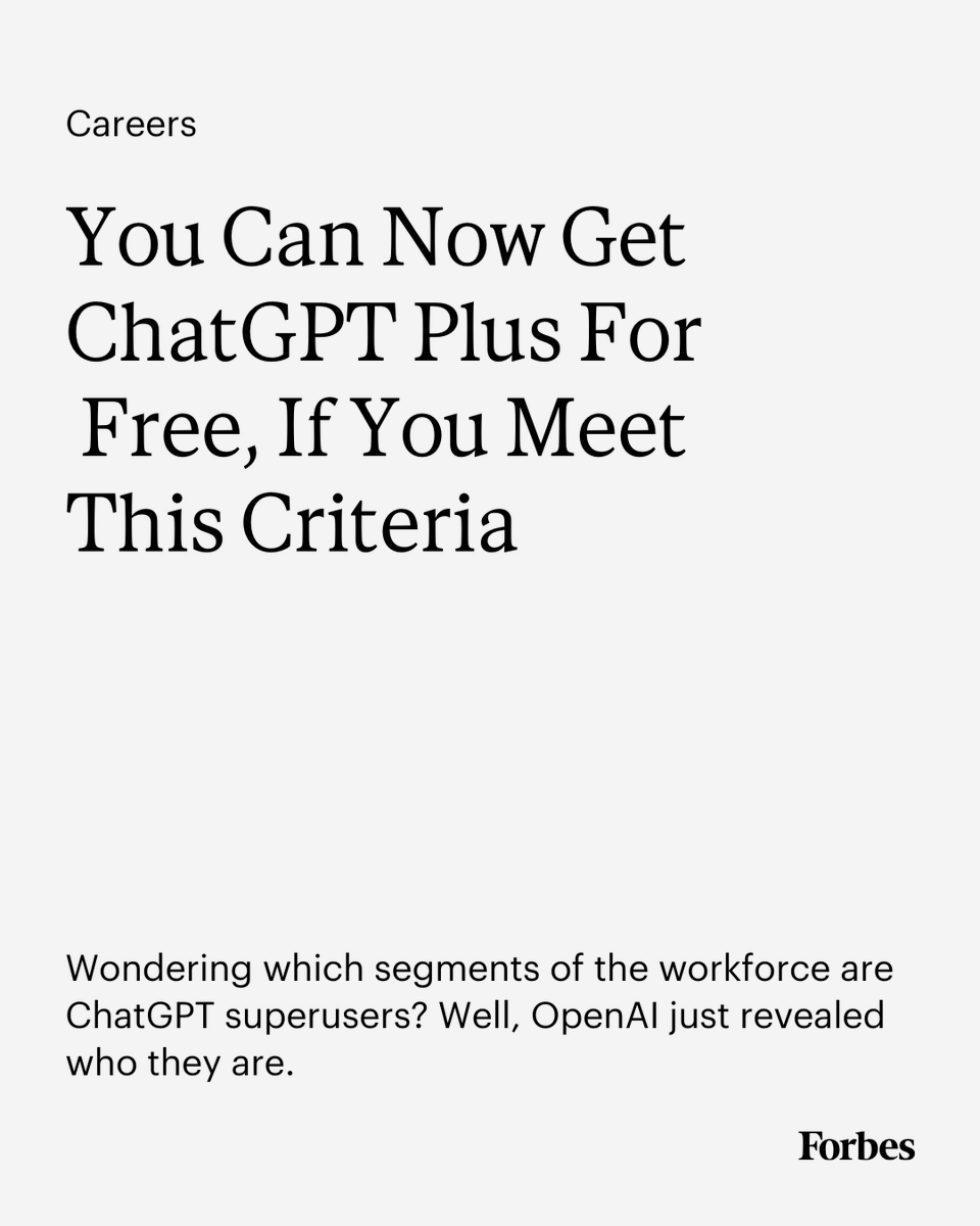 Forbes's tweet photo. OpenAI is providing this group of professionals with a real advantage at work, not just for their own careers and productivity, but ultimately for enabling them to more efficiently develop the next generation of leaders, tech adopters, and business professionals. https://t.co/pOrv3GrHU1