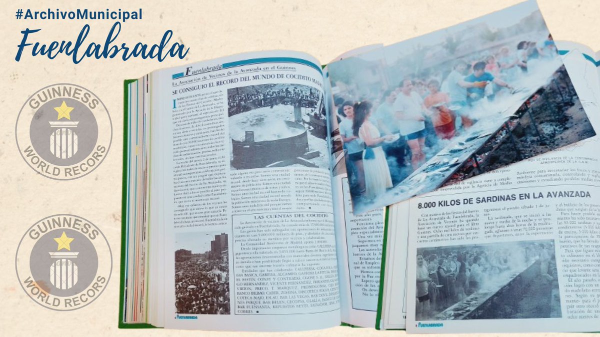 🏆 ¡Fuenlabrada en el Libro Guinness! 🏆
📌Mayor cocido madrileño (02/06/88)📌Mayor sardinada (01/06/89)🐟
¡Dos hitos de la AA.VV. La Avanzada que nos ponen en el mapa! #Fotos de Revistas municipales del #ArchivoFuenlabrada. #GWRday #archivos  #FuenlabradaMemoriaViva #Historia